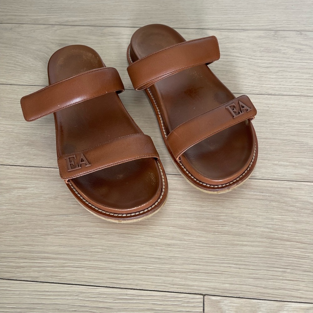 Brown Leather Slides